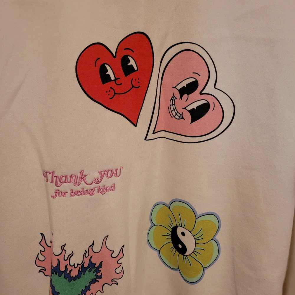 Valentines Day Hearts Graphic White Sweatshirt pullover size Medium - Picture 6 of 14